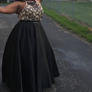 Black and Champagne Prom Dress